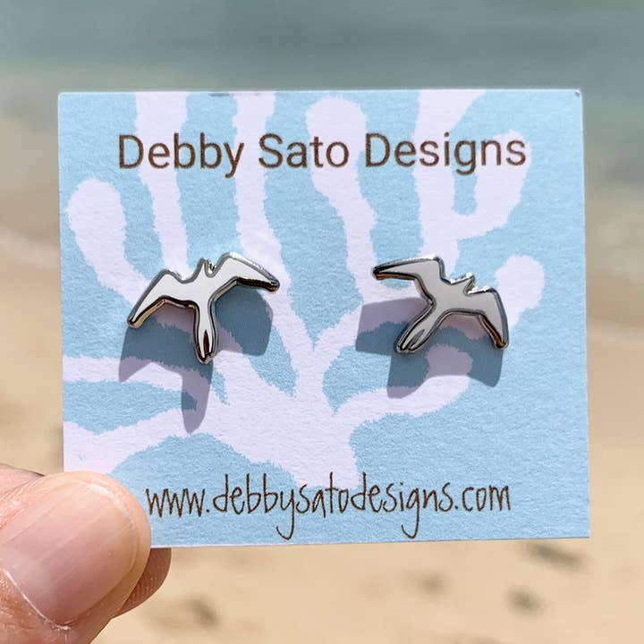 'Iwa (Frigate Bird) Iwa Stud Enamel Earrings for wholesale by Debby Sato Designs