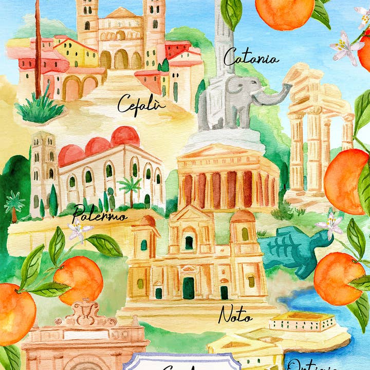 Asciugamani da cucina Sicilia, 100% Made in Italy for wholesale by The Napking