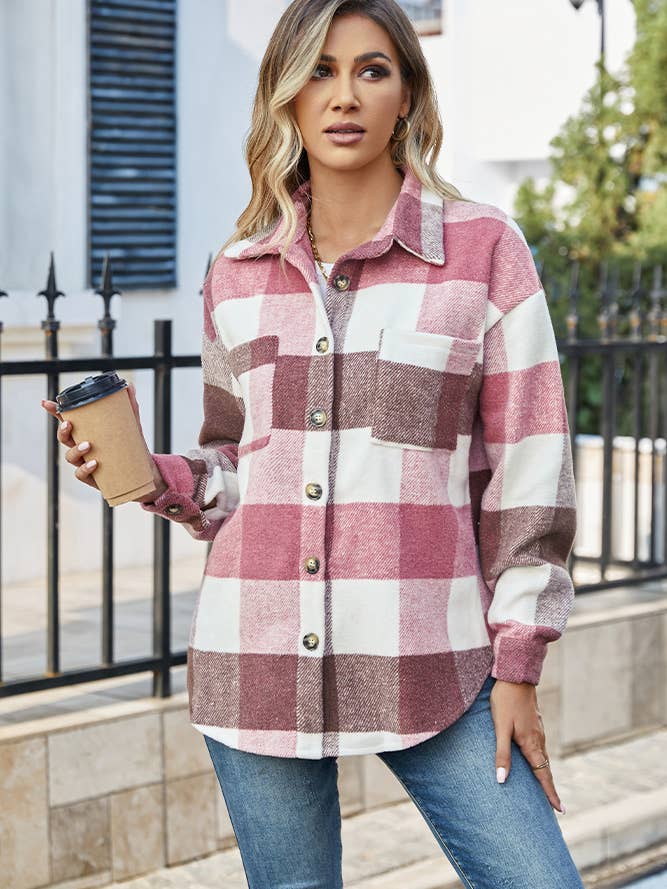 Comely Fashion - Wholesale Shirt Jacket/Shacket - Women's - Flannel Shirt Jacket Cozy Plaid Shacket