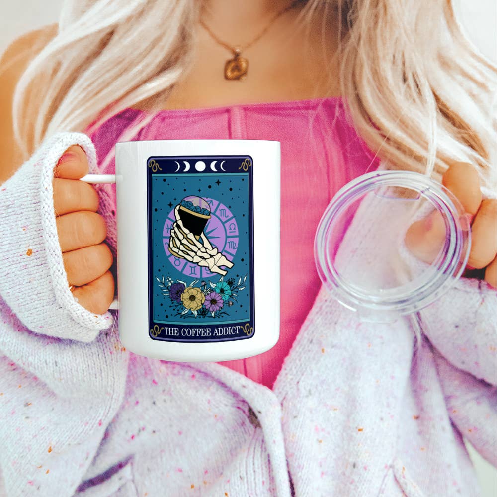 Loftipop - Wholesale Insulated Mug/Tumbler - The Coffee Addict Tarot Card Travel Mug, Occult Mystic Gifts2