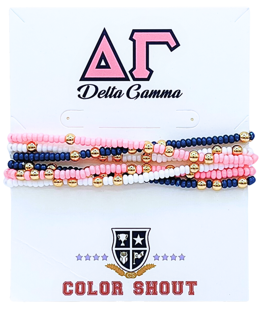 Color Shout - Wholesale Jewelry Set - Sorority Colors Stack: Set of 6 Beaded Stretch Bracelets7