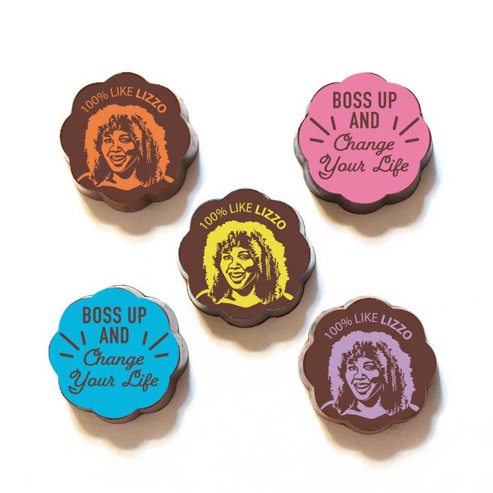Lizzo Fan Club Chocolate Covered Caramels (5p in box) for wholesale by Chouquette