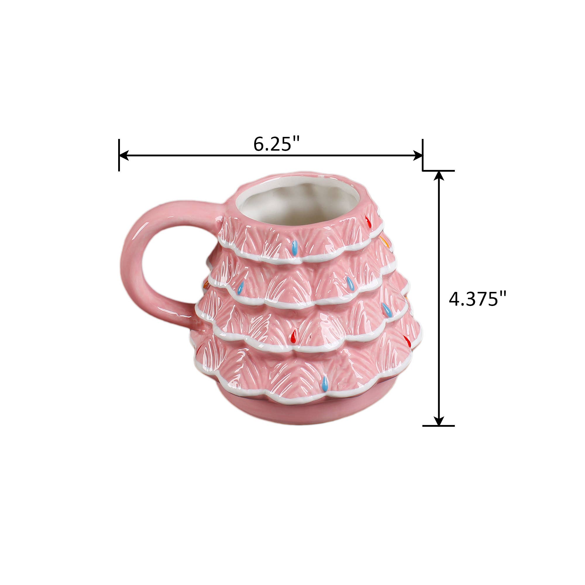Flora Bunda Inc – Großhandel Kaffeebecher – 18 oz Keramiktasse in Rosa mit Weihnachtsbaum-Design1