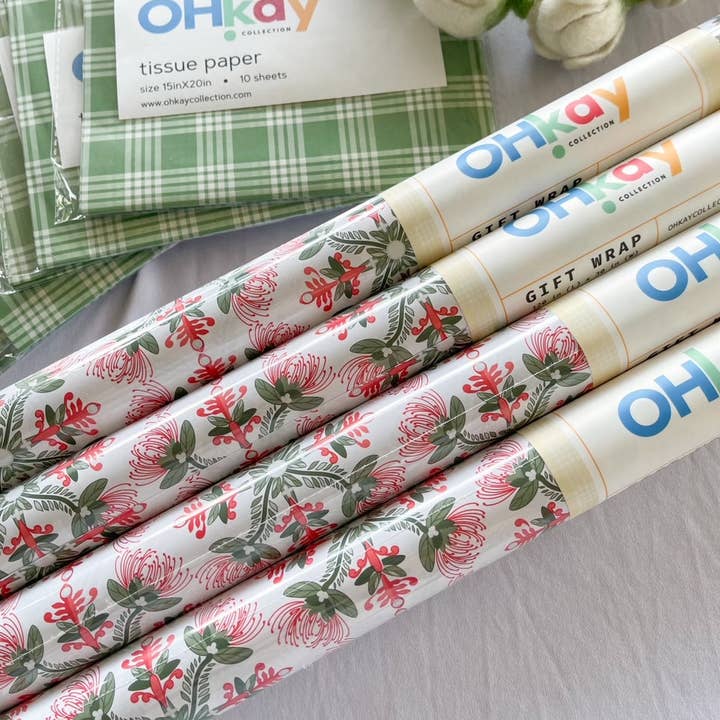 OHkay Collection - Vendita all'ingrosso Rotoli di carta da regalo - Rotolo di carta da regalo con trapunta ʻŌhiʻa