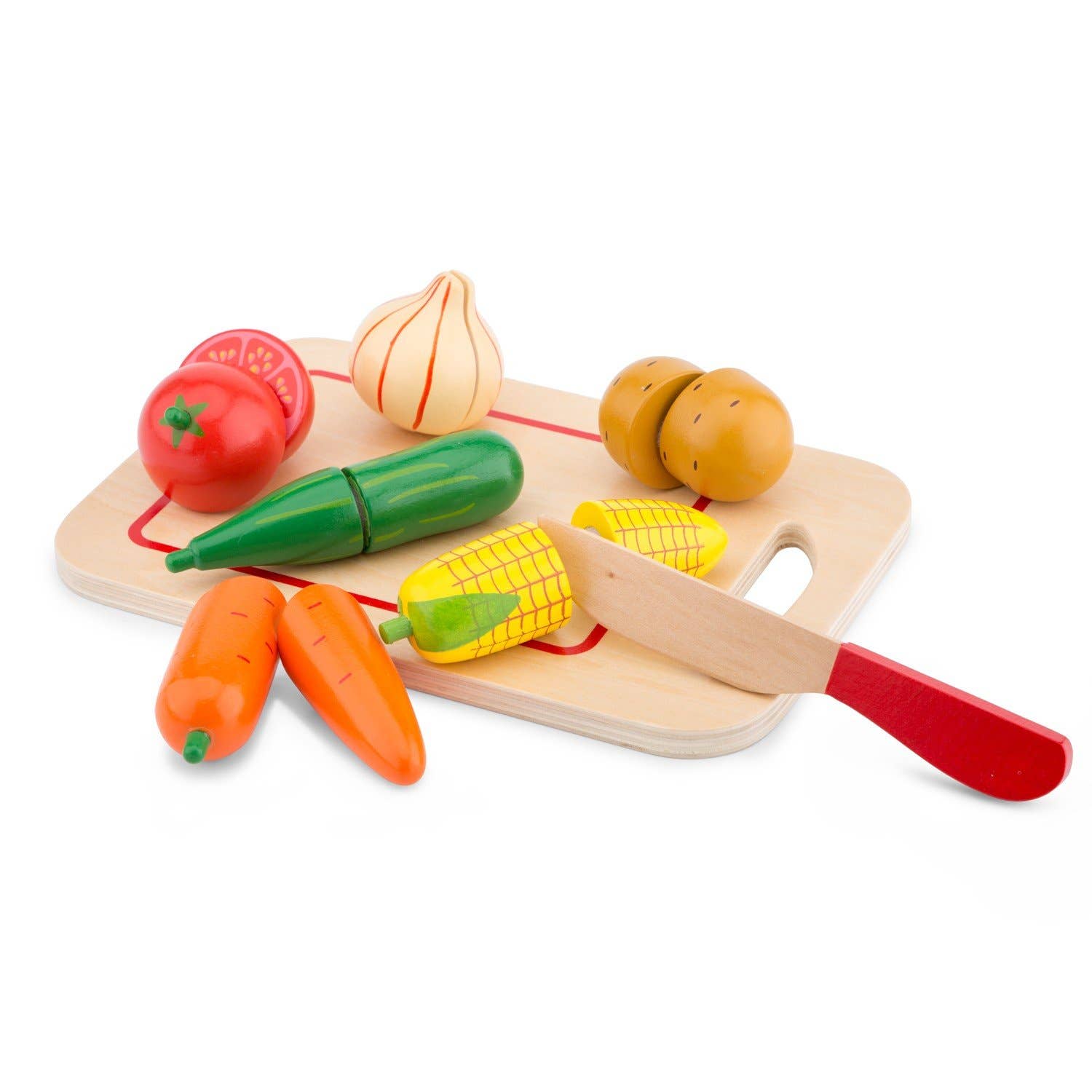 New Classic Toys EU - Vendita all'ingrosso Set di giocattoli - Bambini - Set da taglio per verdure su tagliere - 8 pezzi0