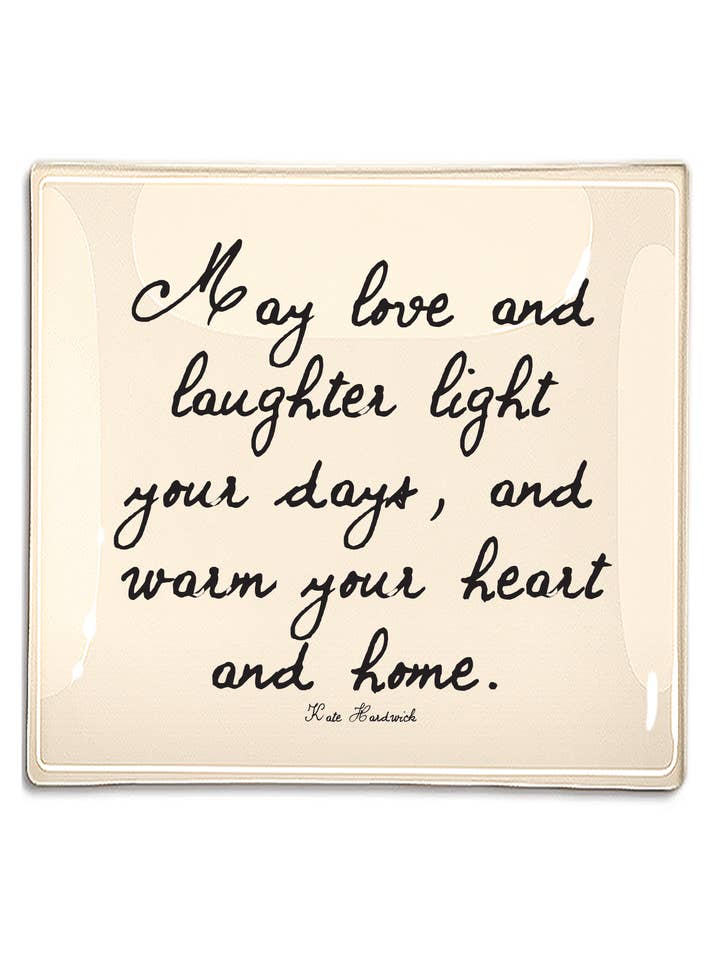 May Love And Laughter Light Decoupage Glass Tray for wholesale by Ben's Garden