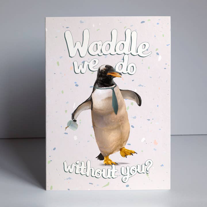 Funny Leaving Card, Penguin Coworker, Work Friend for wholesale by Fasanian Artistry