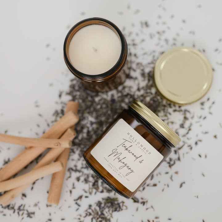 HOLLOWOOD FRAGRANCE – wholesale Burkljus – TEAKTRÄ MAHOGNY| LJUS3