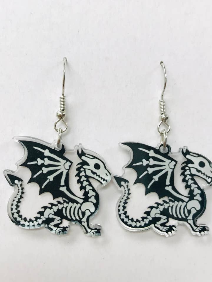 Cute Dragon Skeleton Horror Earrings Halloween for wholesale by SimpleNGreat