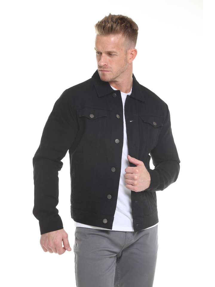 Black Men's Denim Jacket for wholesale on Faire1