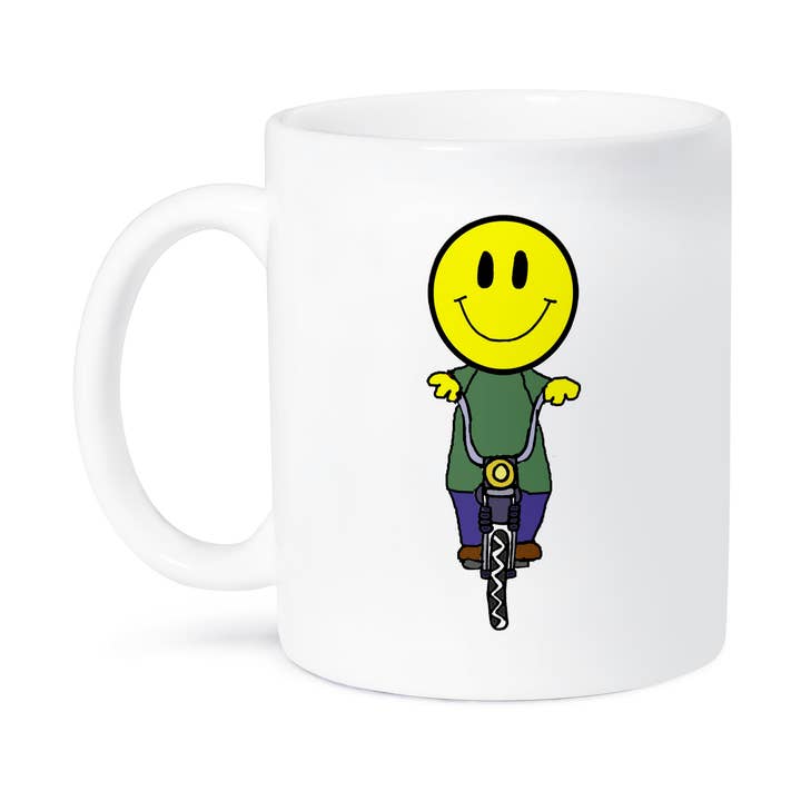 3dRose – Engroshandel Kaffekrus – 3dRose, Sej Sjov Smilende Ansigt Cykler Tegneserie, Krus8