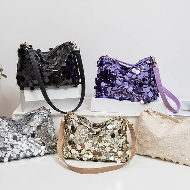 Top Zip Medium Size Sequin Sparkle Evening Bag -SL-001 for wholesale by Superbia