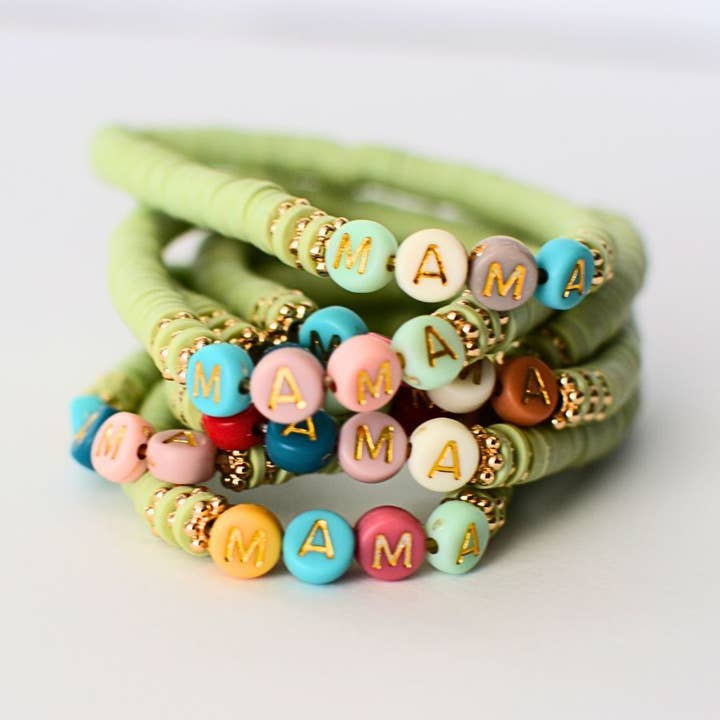 Two and Crew - Faith Based Jewelry & Gifts - Wholesale Beaded Bracelet - MAMA Bracelet – Mothers Gift, Mint, Beaded Stretch Jewelry