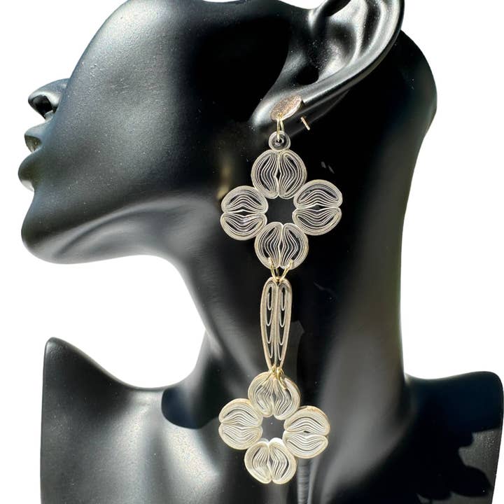 Paper Shaper by Julie - Wholesale Dangle Earrings - Flowerful Cascade Dangle Paper Earrings