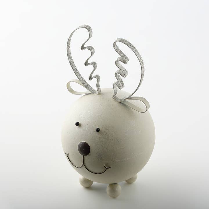 Renne en métal, blanc, 15,5 x 13,5 x h.26 cm pour la vente par B&P Italia