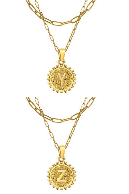 ACCITY - Wholesale Pendant/Charm Necklace - DOUBLE CHAIN INITIALS PENDANT NECKLACE_CWAJE1061