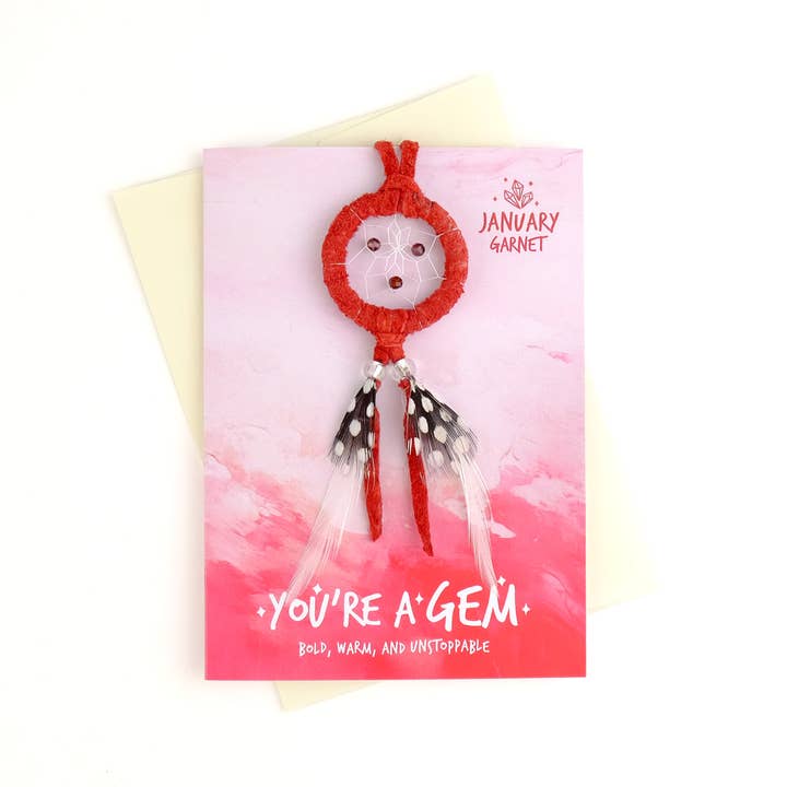 1.25" Birthstone Dream Catcher Greeting Cards for wholesale by Monague Indigenous Crafts & Gifts