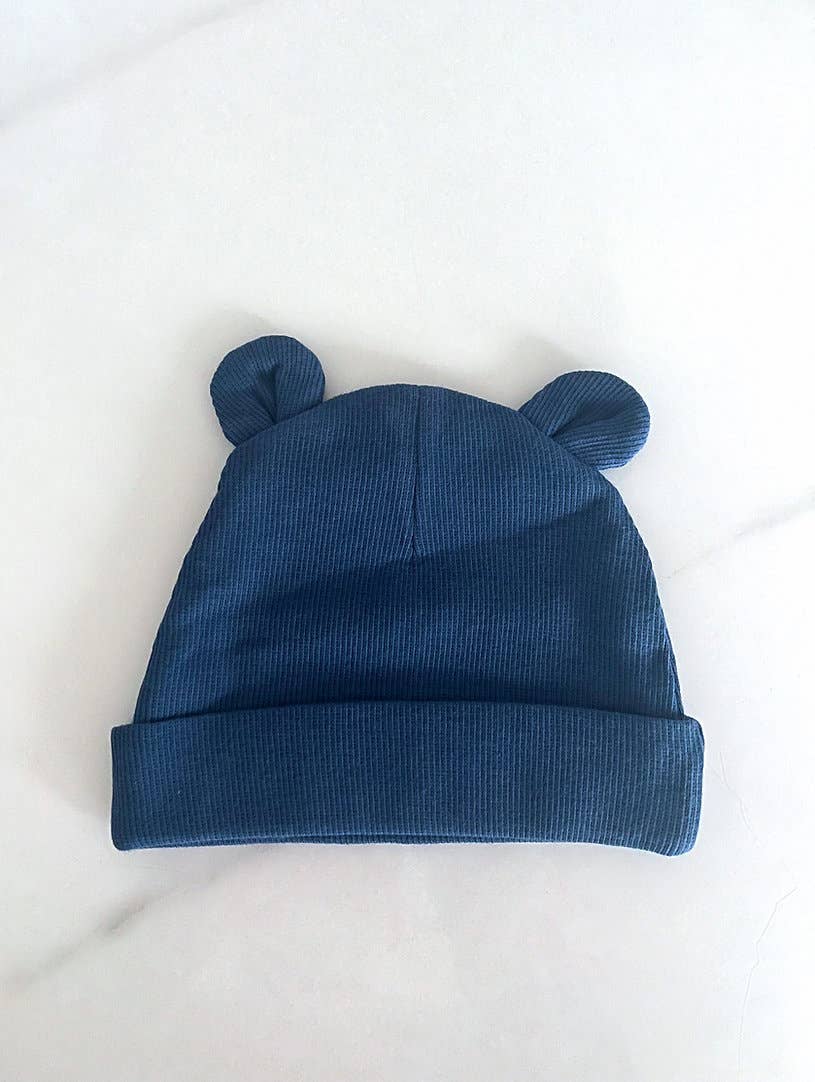 Bellamie Kids – wholesale Newborn/knit hat – Baby – Fine Ribbed Bear Hat | Midnight