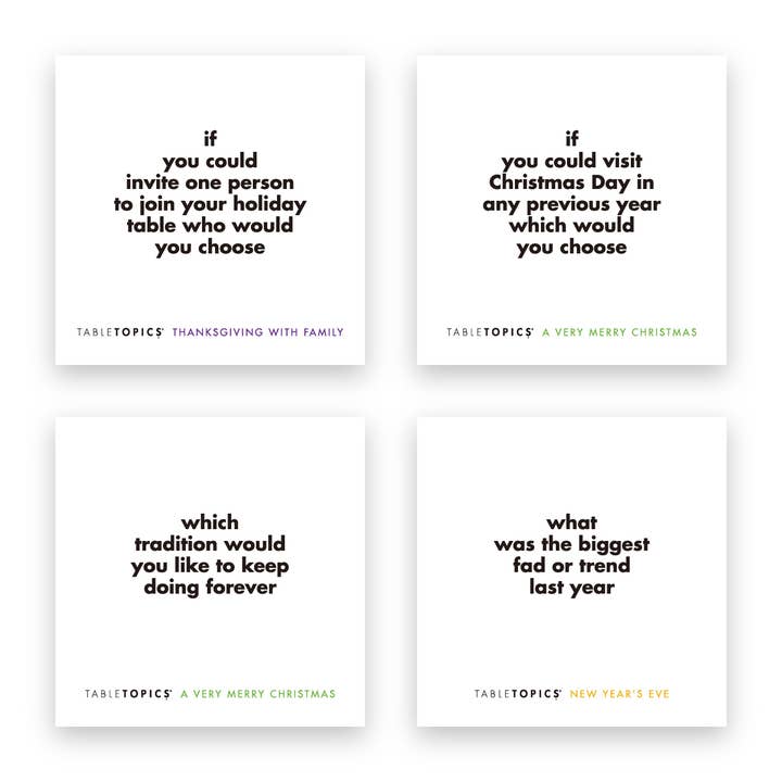 TableTopics - Wholesale Card Game - TABLETOPICS HOLIDAY CONVERSATION PACK - Conversation Cards4