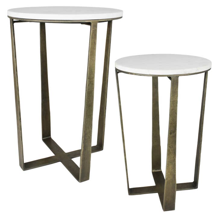 HomArt - Wholesale Side Table - Shelton Side Tables, Brass & Marble - Set of 2