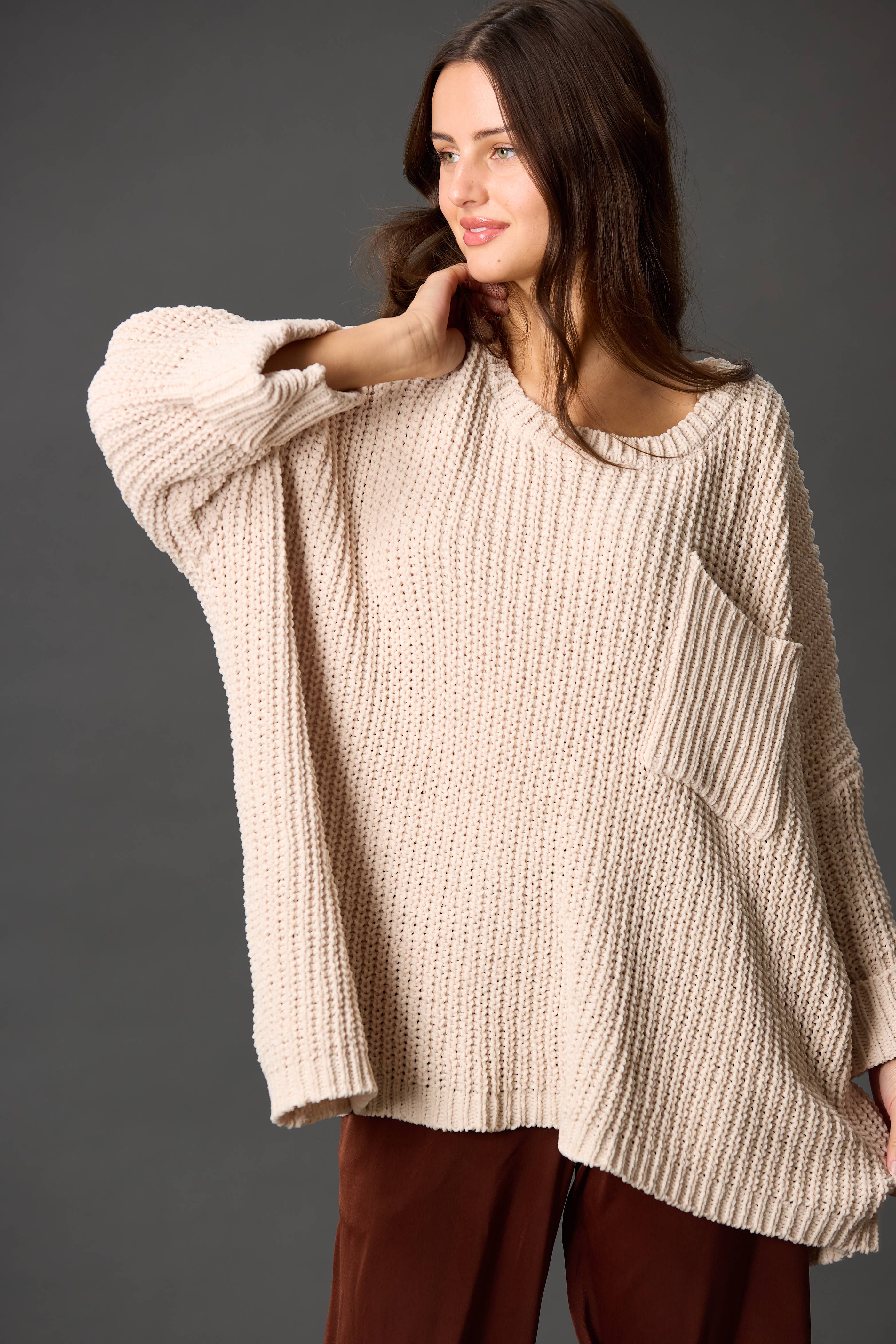 Before You Collection - Vente Pull tunique – femme - Pull oversize en chenille0