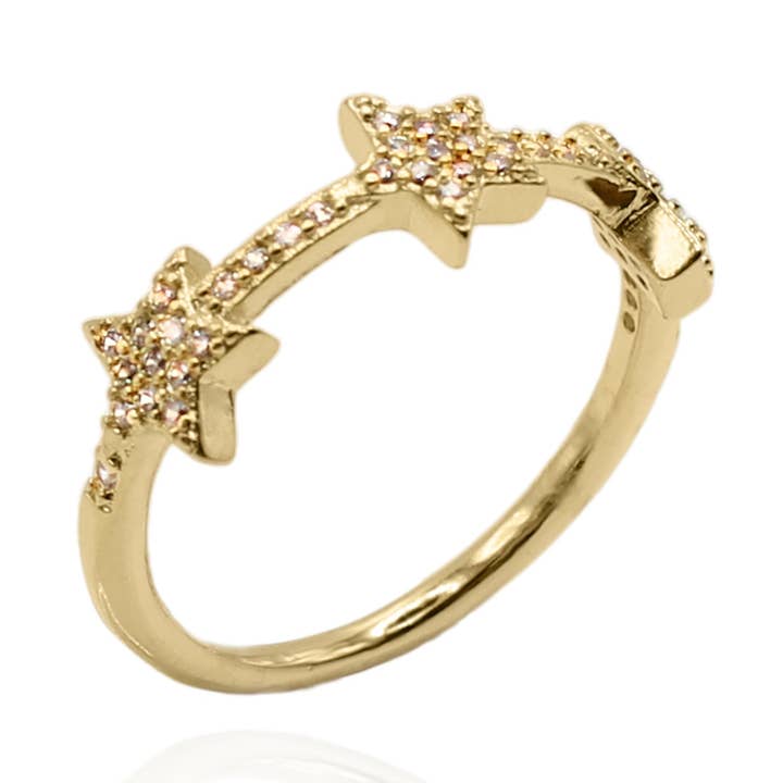 Bague Triple Star Larissa - Or pour la vente par LUNA CHARLES EMRA LTD