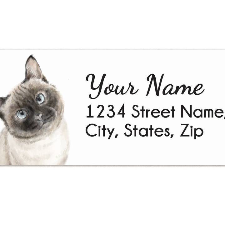 Etiqueta de dirección personalizada de gato siamés para venta al por mayor de Triple Studio