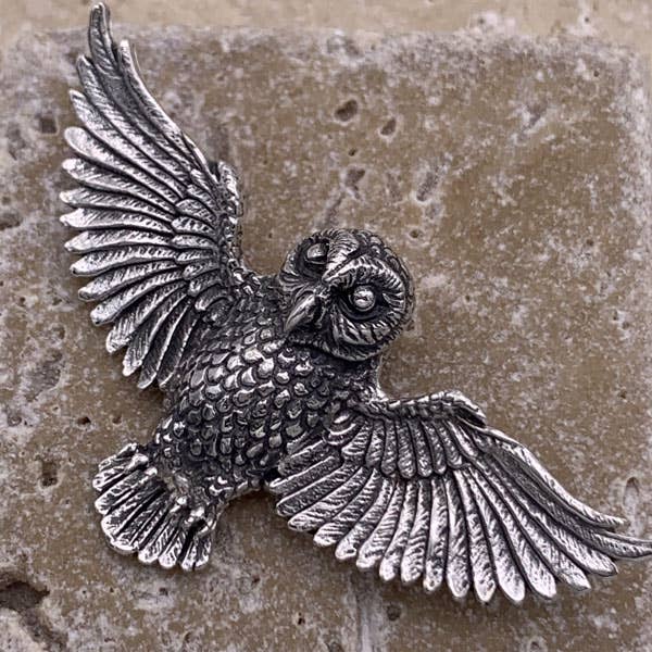 Goddess Design Studio - Wholesale Individual Charm/Pendant - Sterling Silver Flying Owl Pendant in 2 Sizes!0