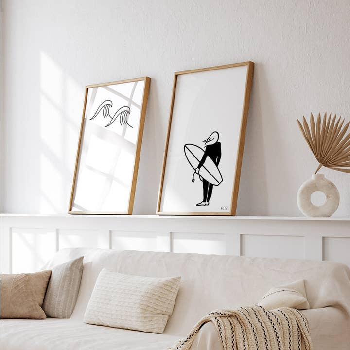 Duo of posters the sportspeople - Surfing for wholesale by FERE