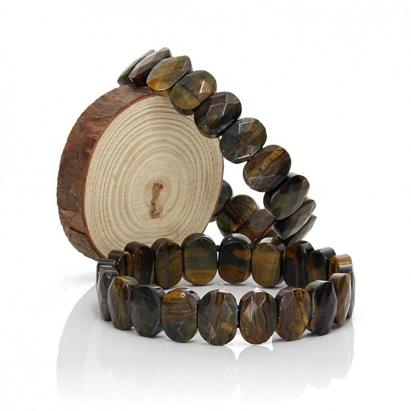 UniArt - Wholesale Cuff Bracelet - Bracelet of faceted oval natural stones6