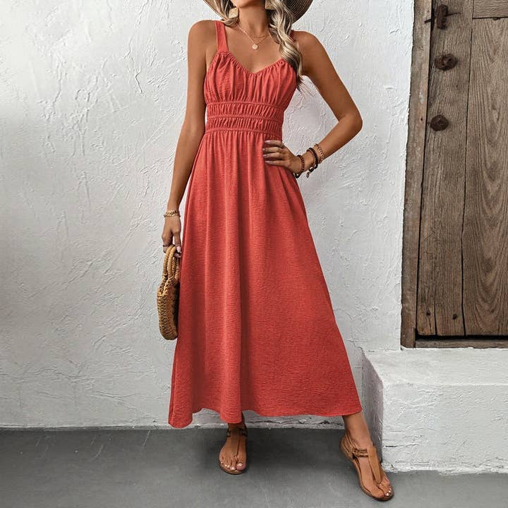Lovesoft - Wholesale Dress - Women's - 2026 Sleeveless Textured Pleated Summer Maxi Dress