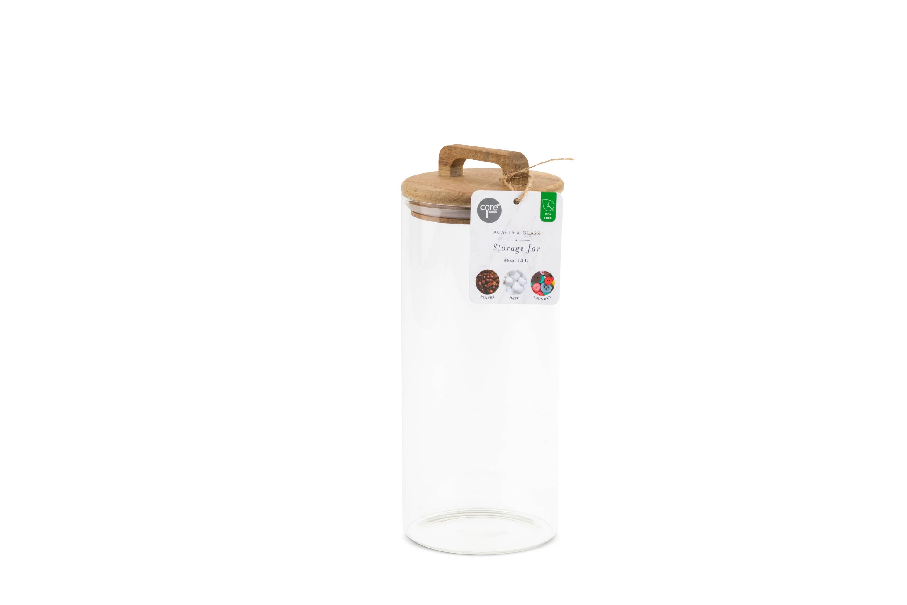 Core Home - Vente Boîtes - Bocal en verre de 44 oz avec couvercle en acacia3
