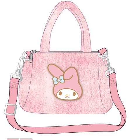 The Zoofy Group , LLC - Wholesale Tote Bag - Women's - MY MELODY PLUSH BODY DUFFLE PURSE W/APPLIQUE PATCH
