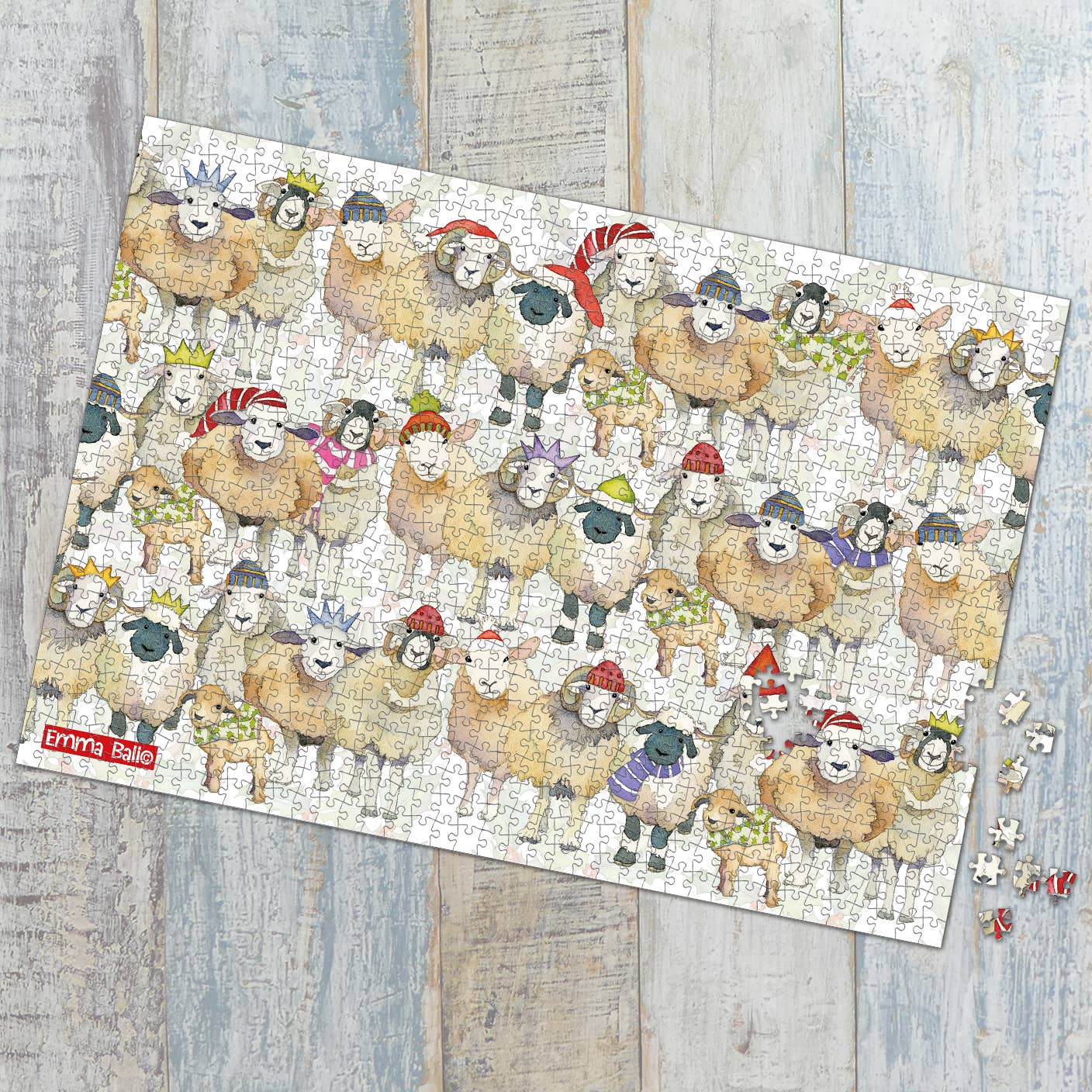 Emma Ball Ltd - Vendita all'ingrosso Puzzle - Adulti - Christmas Sheep 1000 Jigsaw Puzzle in scatola1