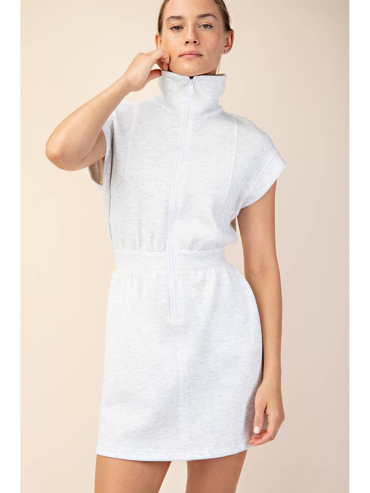 MODAL SCUBA LUXE HALF ZIP MINI DRESS for wholesale by Rae Mode