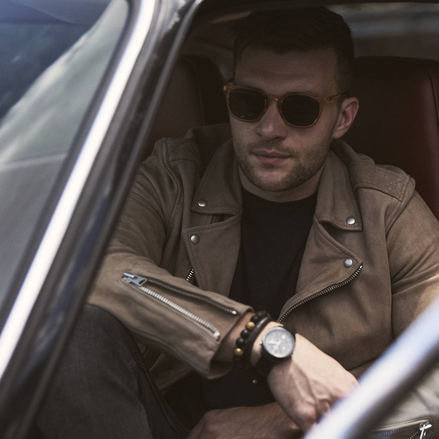 Bhoma - Mens Designer Jewelry - Wholesale Jewelry Set - Saturday Stack: CZ Bead Bracelet Paired with Leather Bracelet5