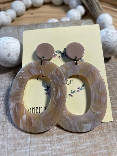 Acrylic Large Taupe Ovals for wholesale by Nina’s Attic