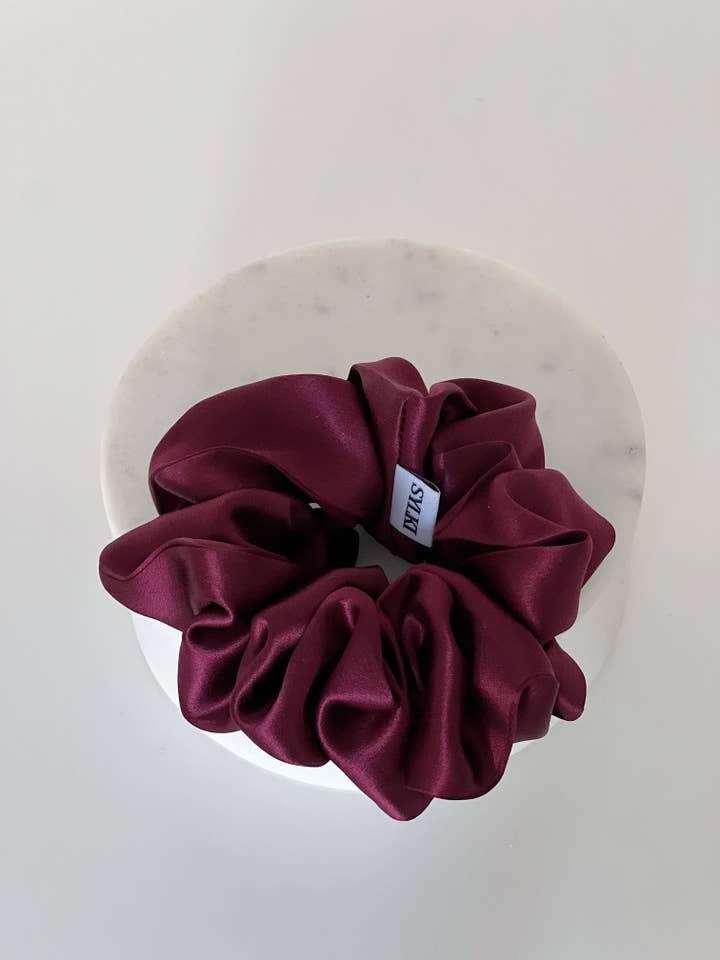 Maroon Pure Silk Scrunchie for wholesale by SYLKI