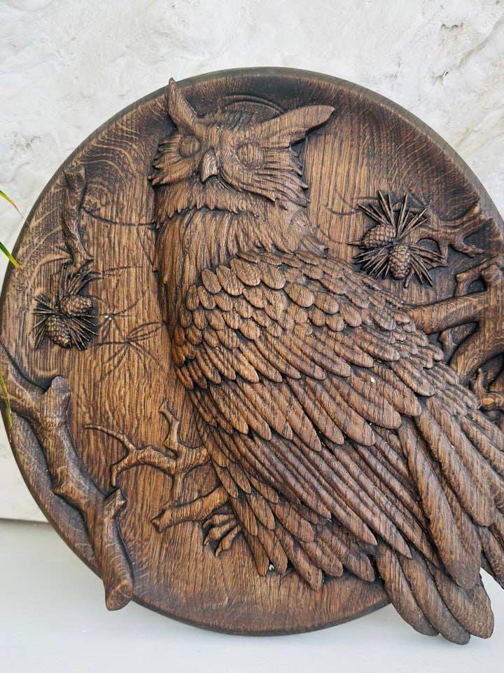 Placa tallada de madera de búho regalo personalizado hecho a mano para venta al por mayor de KozakWorkshop