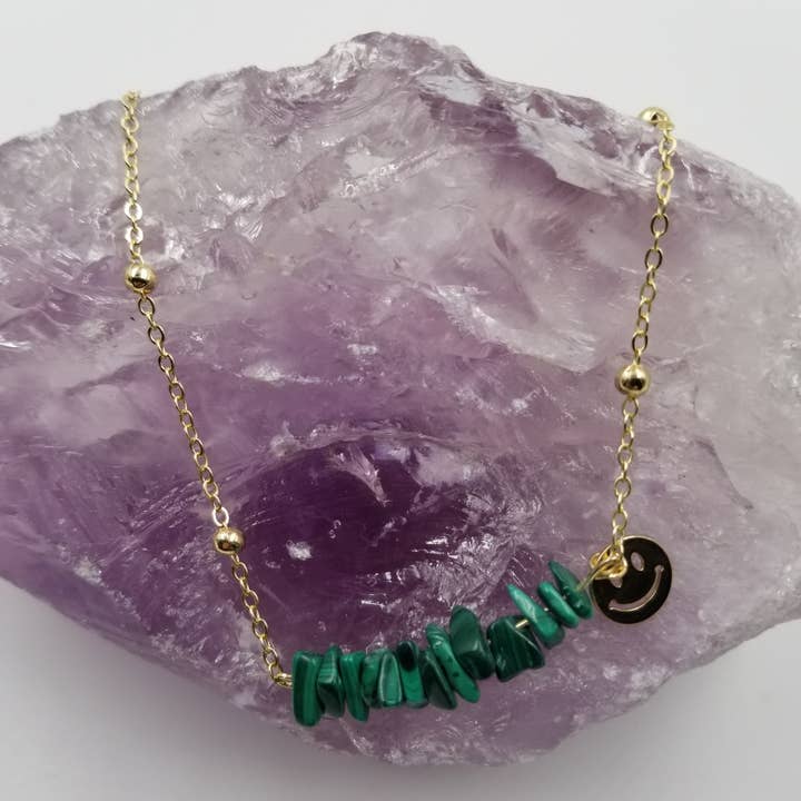 Natural Stone Smiley Necklace for wholesale by magnolia jewelry