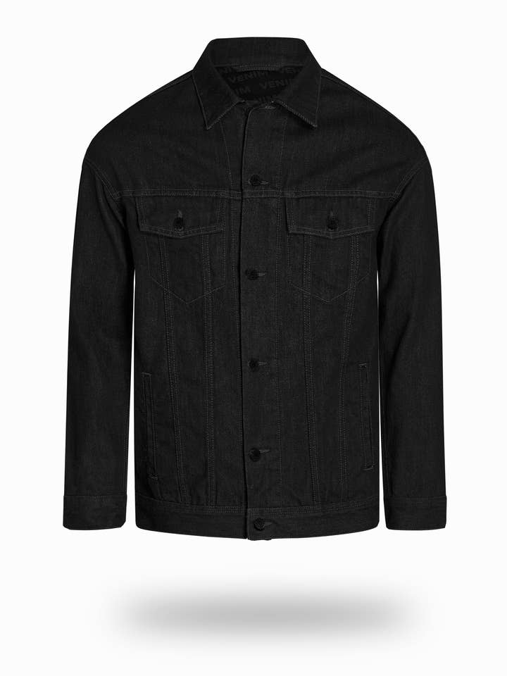 Longer Classic Black Denim Jacket for wholesale by VENIM
