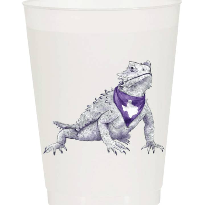 Front Porch Elegance - Wholesale Disposable Cup - PRE ORDER (Ships 8/31) Purple Horned Frog Frosted 16 oz Cup Set