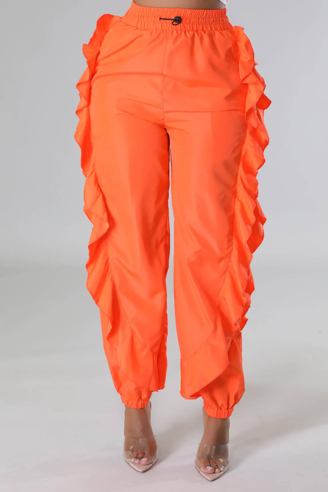 5besties inc - Wholesale Pants - Women's - DRAWSTRING WAIST RUFFLE SIDE CARGO PANTS1