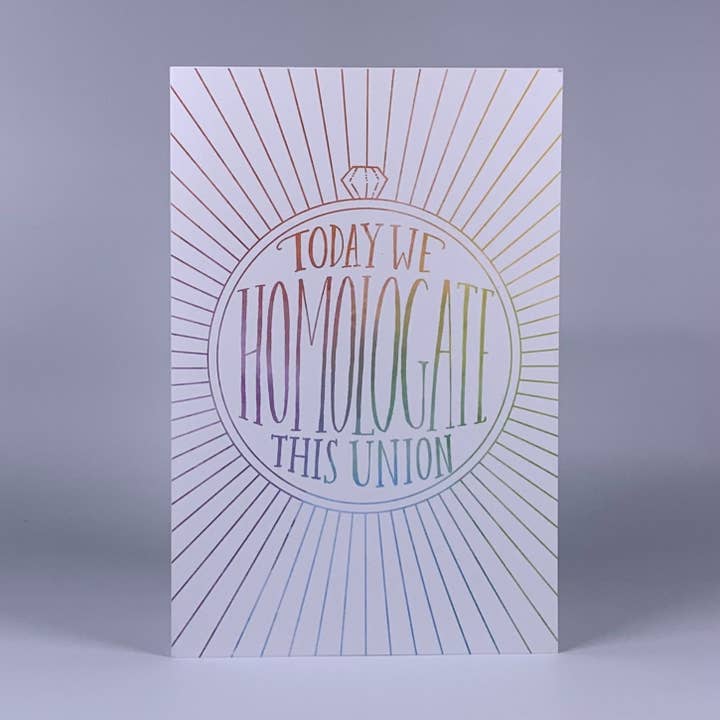 Carte de mariage en arc-en-ciel de la collection Rare Words - HOMOLOGATE pour la vente par Pneu Paper // Lovely Why Isle