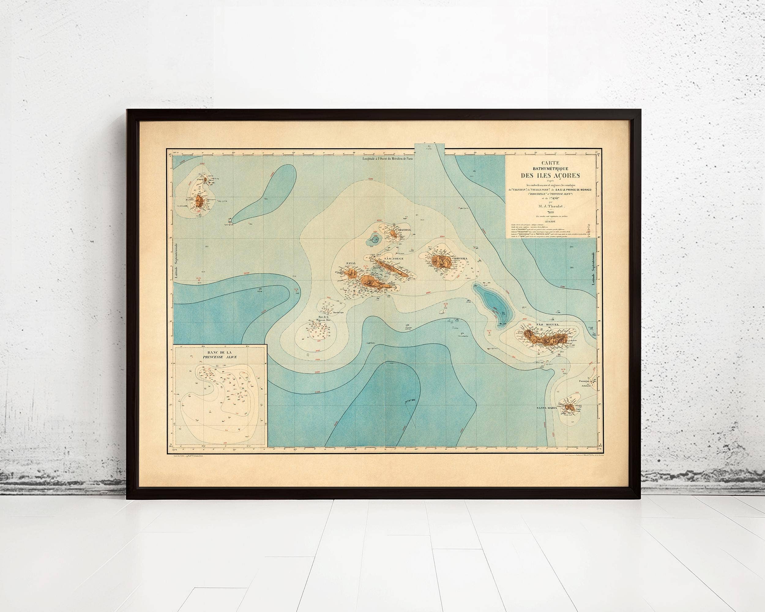OldCityPrints - Old Maps and Posters - Vendita all'ingrosso Stampa artistica - Vecchia mappa delle Isole Azzorre 1899, mappa portoghese | Stampa artistica da parete vintage0