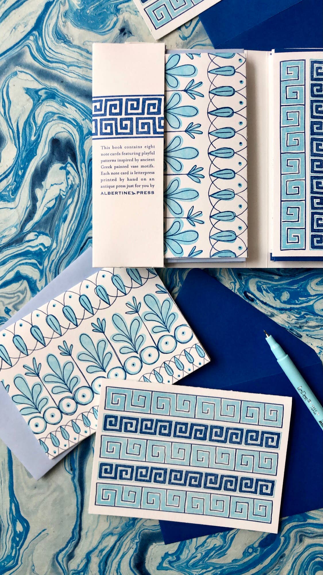 Albertine Press – wholesale Stationery/notecard set – Aegean Letterpress Library Note Card Set3