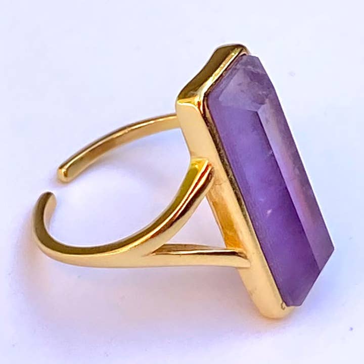 Rectangle Amethyst Gemstone Ring for wholesale by Mystical and Whimsical