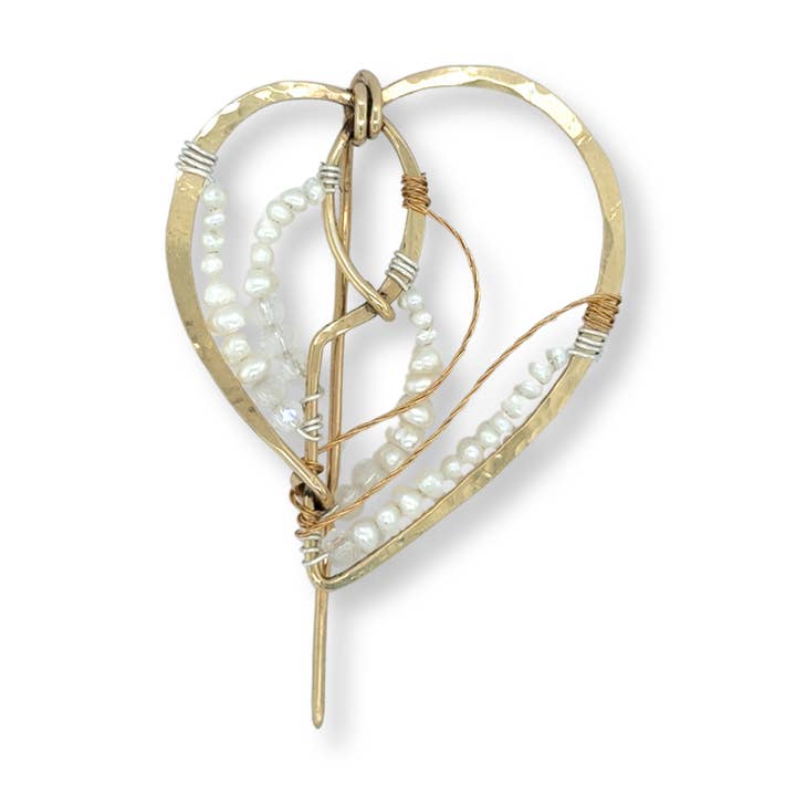 Alfiler de Corazón de Perlas de Encaje P8080 para venta al por mayor de Art by any Means Jewelry