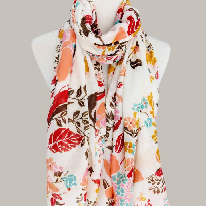 JC Sunny Fashion – wholesale Halsduk - Dam – JC023513 Rosa-Multi Royal Folie utsmyckad blommig halsduk0