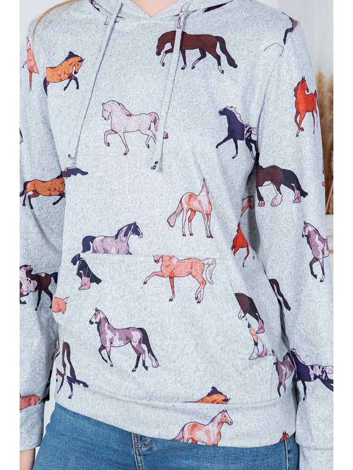 LA Soul - Wholesale Hoodie - Women's - Horse Sweater Knit Pullover Hoodie2